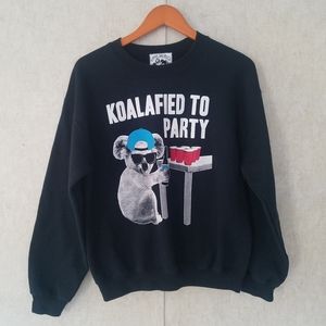 RIOT SOCIETY // "Koalafied to Party" Black Graphic Crewneck Sweater